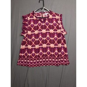 DR2 Vibrant Multicolor Patterned Blouse Sleeveless Size XL